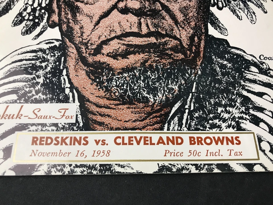 16 de noviembre 1958 Washington Redskins Vs Cleveland Browns Programa Jim Brown ¡2 TD's! Foto 4 de 4