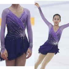 New ice figure skating dress Baton rotating dress custom size