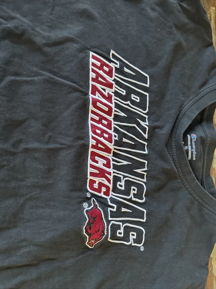 Champion Arkansas Razorbacks Mens Graphic T Shirt Black Red Crew 100% Cotton XL - Image 2 of 4