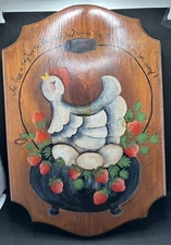 Folk Art Rosemaling Farmhouse “Hen” Chicken Painting On Wood Signed Mona 1983