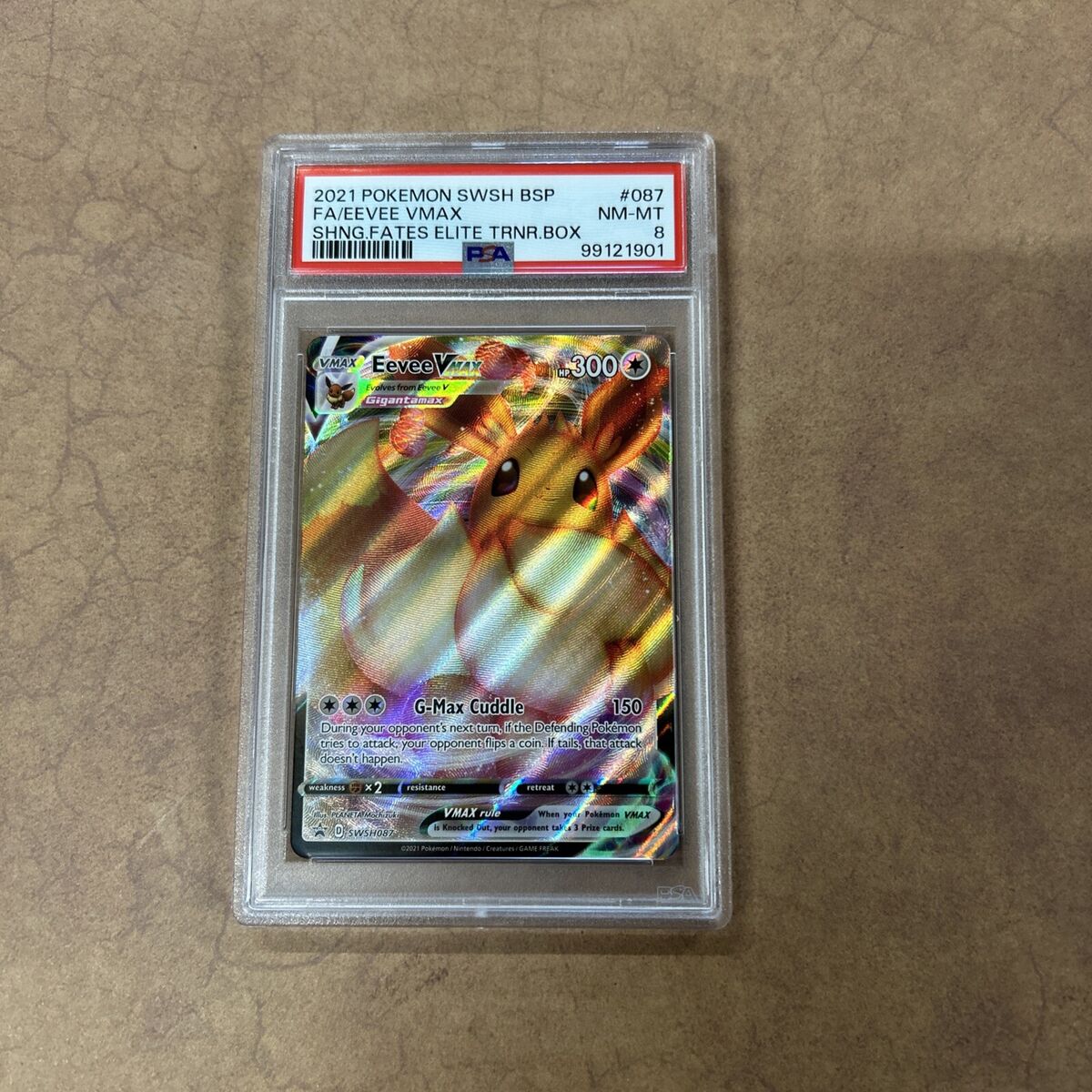 Graded PSA 8 2021 Pokemon SWSH BSP FA/Eevee VMAX SHNG. Fates
