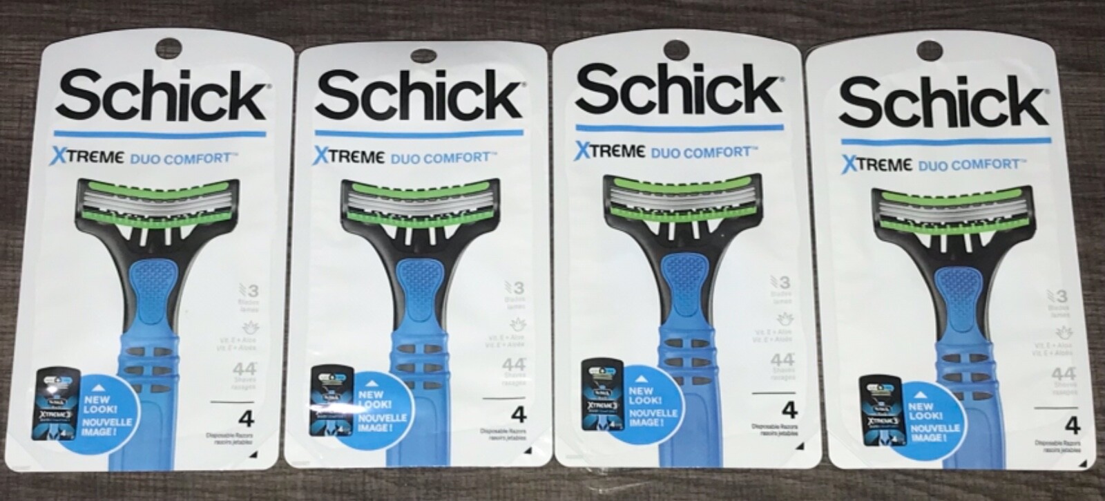 4 packs of Schick Xtreme Duo Comfort men's disposable shavers (16 razors total)