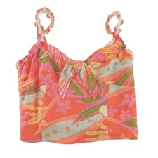 Sienna Sky Tie Front Crop Top Women's Size XL Orange Floral Print Smocked