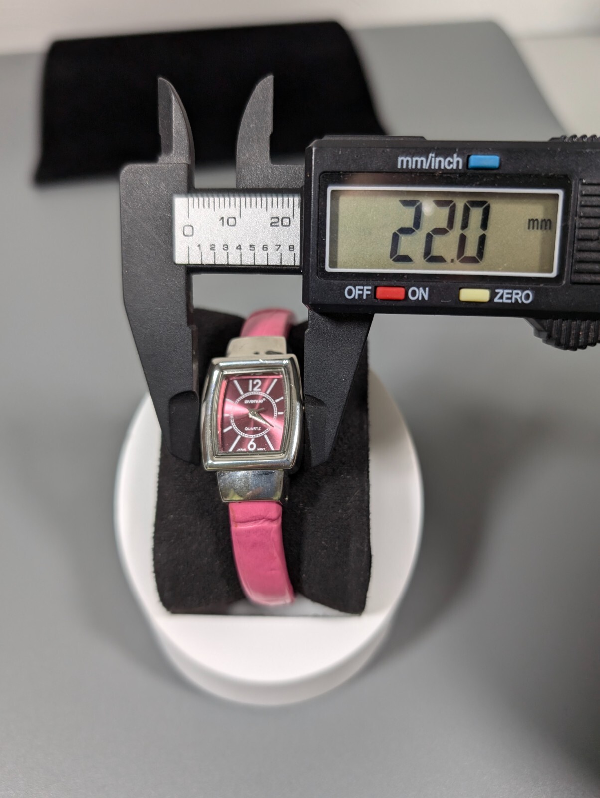 Avenue Pink Rectangle Dial Faux Leather Band Hinge Bracelet Watch 6 inch