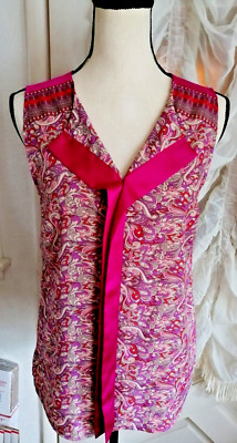 The Limited Women Blouse Purple Paisley Sleeveless V Neck Size S