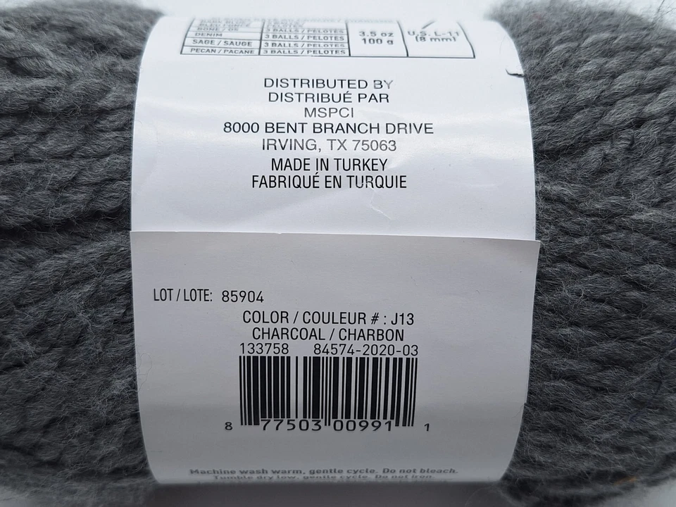 1 Charisma Charcoal Yarn Acrylic 3.5 oz 109 yds Turkey Lot 85904 Bulky 5 - Image 3 of 4
