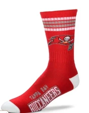 Tampa Bay Buccaneers Mens LG 10-13 Performance Crew Socks Deuce 4-Stripe