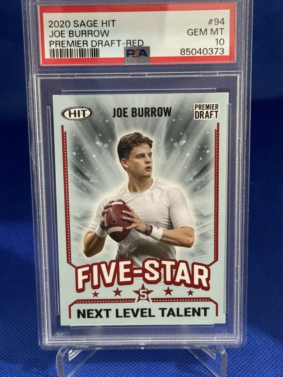 2020 Sage Hit Premier Draft Joe Burrow RED Rookie #94 PSA 10 POP 3 RARE CARD  | eBay