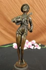 Bronze Art Deco Minstrel Musician w Banjo Figurine Marble Base Home Decor SALE