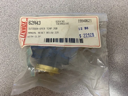 Lennox 62A43 Discharge Line Thermostat Open 260F Manual Reset Below 225F