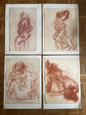 ERICH KAHN 1904~1980 ca. 1950 s - X4 Figure Studies - German Expressionist Art