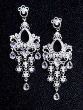 Bridesmaid Drop Dangle Chandelier Earrings 4 inch AB Rhinestone Pageant Prom