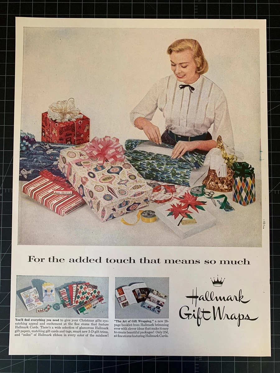 Vintage 1956 Hallmark Christmas Wrapping Paper Print Ad