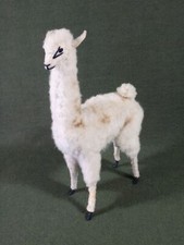 VINTAGE white LLAMA ALPACA FIGURE natural wool covered 9.5" tall