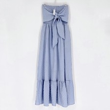 Ambition Women’s M Maxi Summer Dress NWT Lined Smocked Bodice tie front pockets