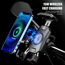Upgrade Motorcycle Phone Holder 15W Wireless Charger Stand Motorbike Handlebar