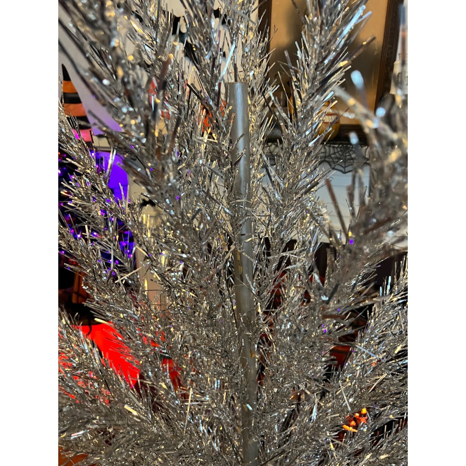 Vintage MCM Silver Aluminum Christmas Tree 7’ Tall 7 Feet 100 Branches