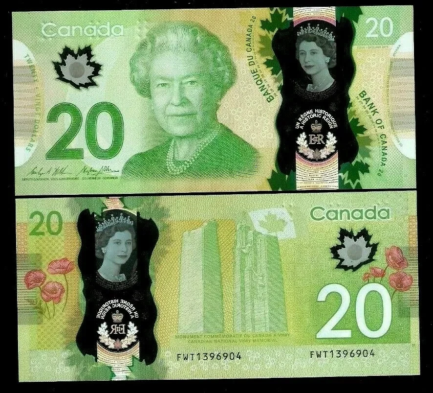 CANADA 20 DOLLARS P-111 2015 Commemorative QUEEN POLYMER MAPLE ART UNC NOTE - Image 4 of 4