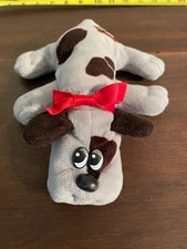 1985 Vintage Tonka Pound Puppy Gray with brown spots red ribbon free shipping