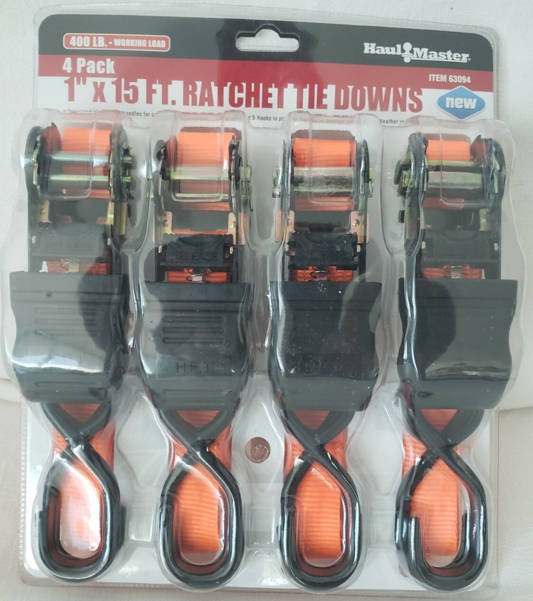 Sangles à Cliquet Haul-Master 15 Pieds – Capacité 400 Lbs, Orange, Neuves