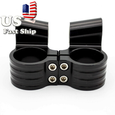 US CNC Black Motorcycle Riser 52mm Clip On Handlebar Clamp Heads Mounts Brackets