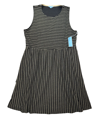 #ad NWT Draper James RSVP Fit amp; Flare Black amp; Gold Striped Sleeve Knit Dress SZ 2XL $18.99