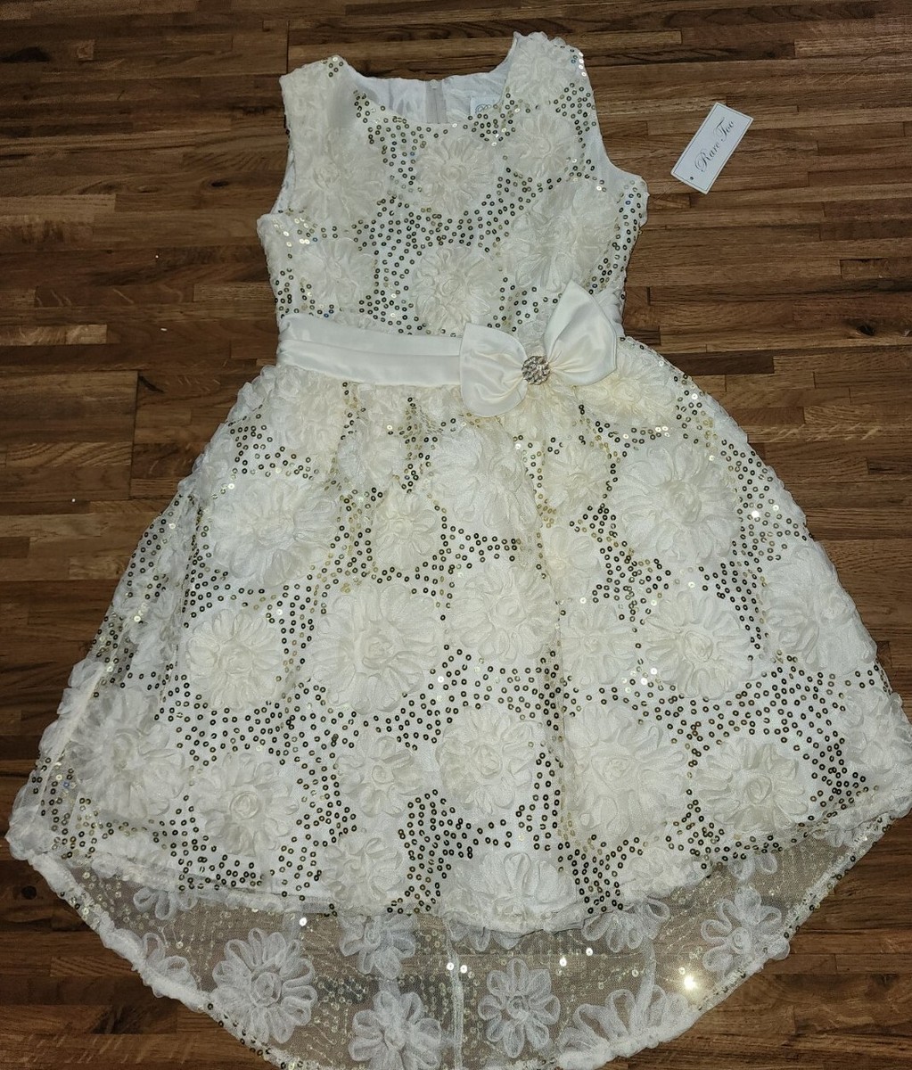 Nwt Rare Editions embellished sparkle Hi Low dress Girls Sz 12 Christmas  wedding | eBay