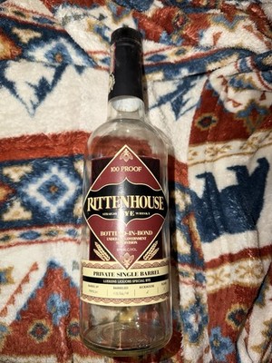 Rittenhouse Rye Whiskey Empty Bottle Zero Wedding Craft Upcycling  Decor Glass