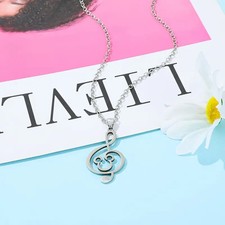 Sterling Silver Mickey Mouse Music Note 20" Wave Chain Necklace