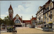 Ak Colmar Kolmar Elsass Haut Rhin, Bahnhof, Straßenansicht - 3724434