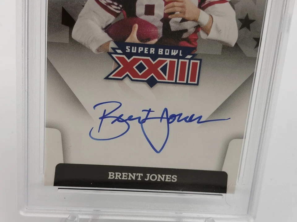 Коллекционная карточка BRENT JONES AUTO 2022 ИЗБРАННАЯ подписанная СУПЕРКУБОК XXIII 49ERs PSA 9 - Изображение 4 из 4