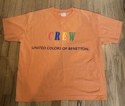 Rare Colors of Benetton T-Shirt Size Large. Orange Employee Logo. Made In USA
