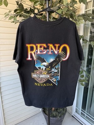 Vintage 1997 Harley Davidson Reno Nevada Eagle T Shirt Made USA Men s L Black