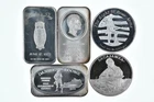 Lot 5 VINTAGE 1 Oz Silver Bars/Rounds Art Bars Collection Poured .999 *550