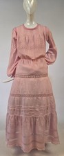 EDWARDIAN PINK COTTON DRESS W EYELET LACE INSERTION