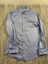 Charles Tyrwhitt Dress Shirt Mens 15 34 Blue Non Iron Slim Fit French Cuff