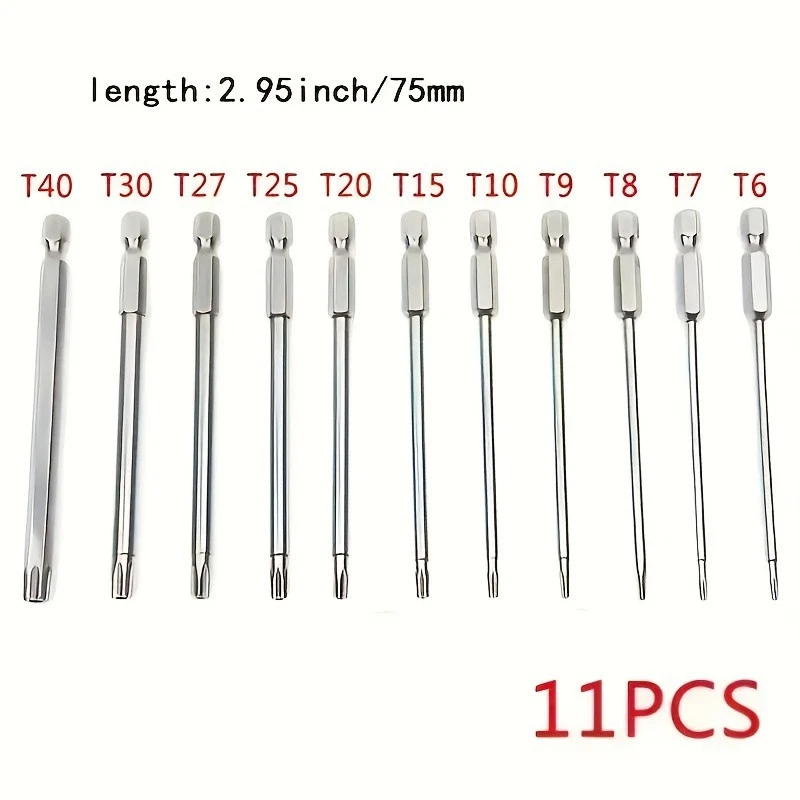 11-Piece Torx Screwdriver Bit Set - Multi-Size (T6-T40) for Vehicle Maintenance - Image 4 of 4