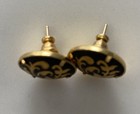 Vintage Damascene Toledo Spain Flowers Design Earrings — photo 3