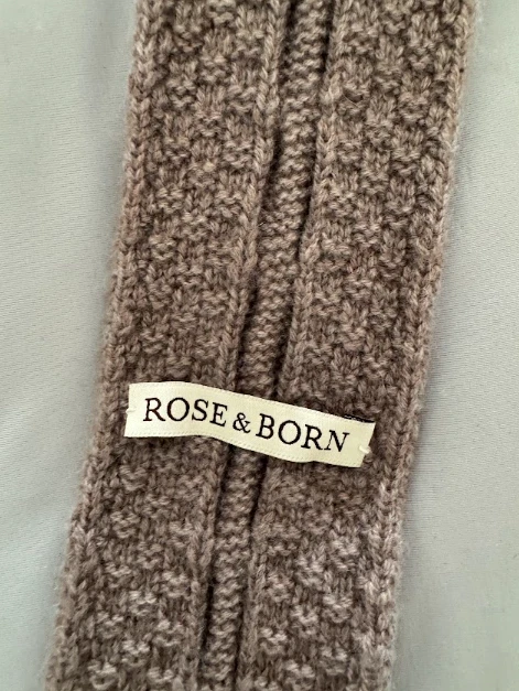 Rose & Born Cashmere Cable Knit Tie - Beige - Image 3 of 4