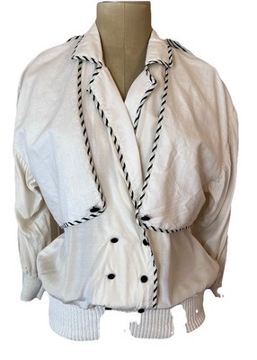 Side Effects Vintage 80 s Silk Jacket Top W/surpluce And Epaulets M