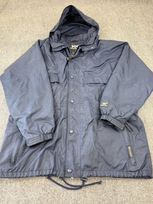 Helly Hansen Rain Jacket Mens L Large Navy Blue Waterproof  Hooded Packable