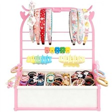 Headband Holder Organizer for Girls, Hair Accessories Storage Stand with Pink