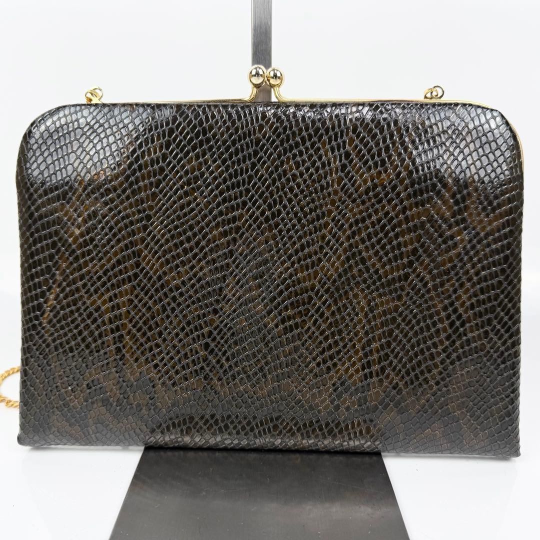 FENDI Python Pattern Logo Embossed Chain Shoulder… - image 4