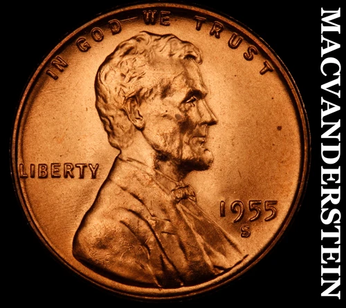 1955-S Lincoln Wheat Cent- Choice Gem Brilliant Uncirculated Luster #J5080