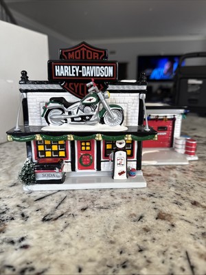 Department 56 Harley Davidson Motorcycle Shop Snow Village 54886