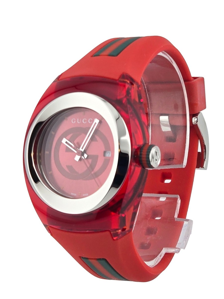 Gucci Sync L YA137303 Red Dial Transparent Case Women's Watch | eBay