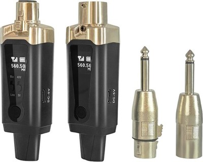 Wireless XLR Transmitter Receiver Set, Rechargeable Mic Adapter, 16 Channels