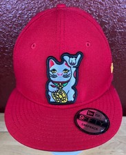 808allday Lucky Necko Cat Shaka New Era 9Fifty Snapback Hat Red Embroidered Wool