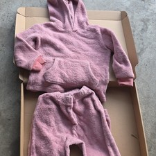 Women  s Pink Fleece Hoodie  Pants 2-Piece Set Pockets Elastic Waist S