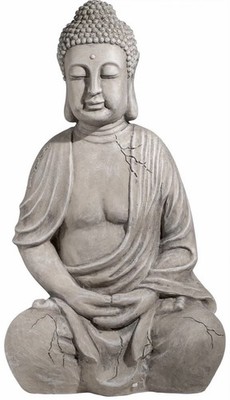 NEUSTEIN XXXL Großer Buddha 50 cm hellgrau Steinoptik Garten Figur Feng Shui